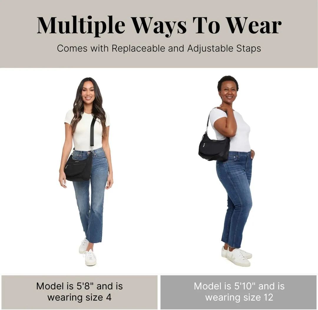 Baggallini Modern Pocket Half Moon 11"x10.5" Shoulder Women W/Replaceable Straps Converts to Crossbody Bag