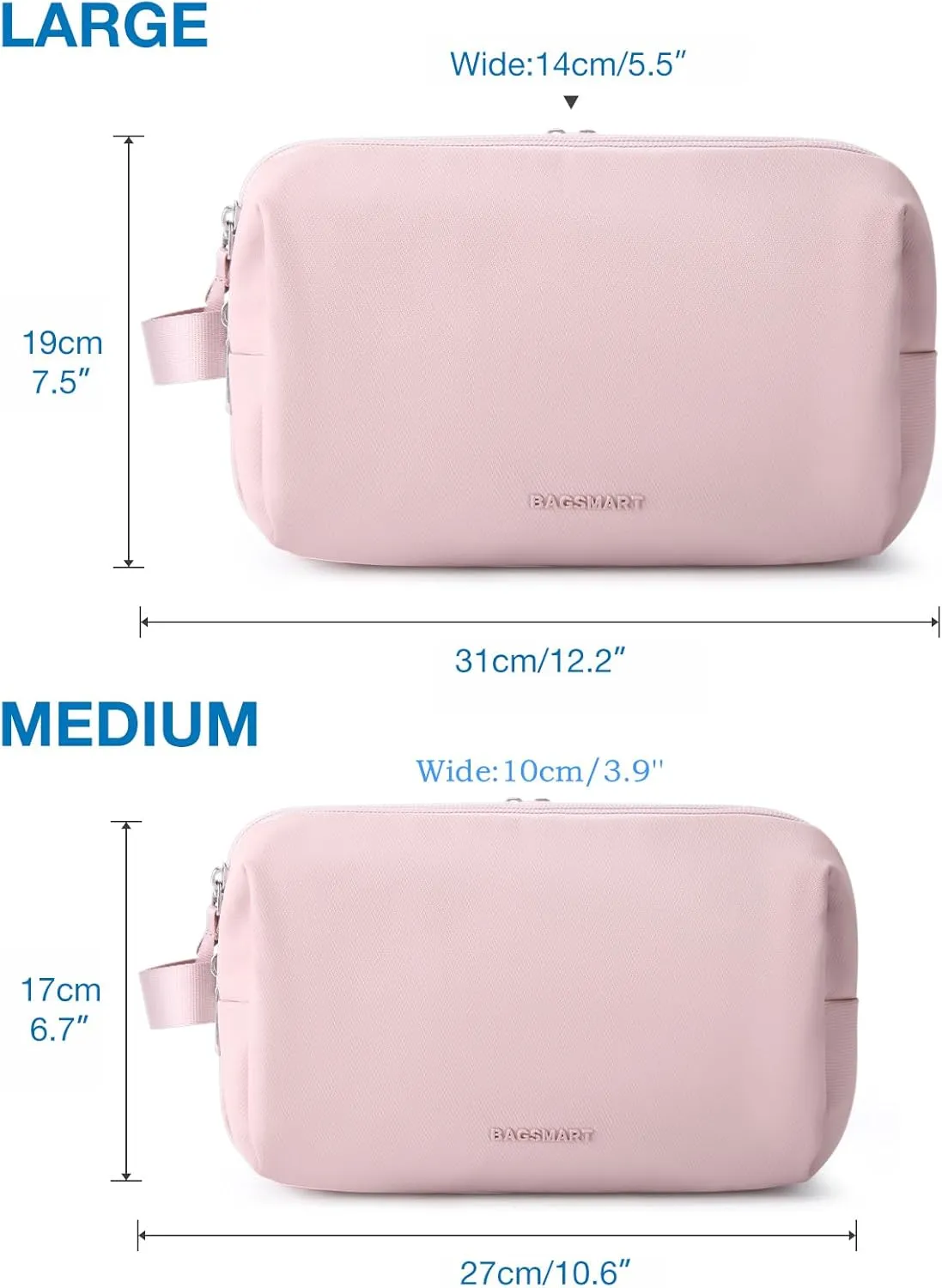 BAGSMART Toiletry Bag for Men, Travel Toiletry Organizer Dopp Kit Water-resistant Shaving Bag for Toiletries Accessories, Door Room Essentials,Beige-medium