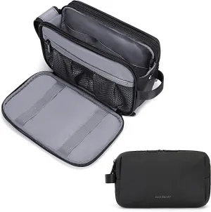 BAGSMART Toiletry Bag for Men, Travel Toiletry Organizer Dopp Kit Water-resistant Shaving Bag for Toiletries Accessories, Door Room Essentials,Black-large