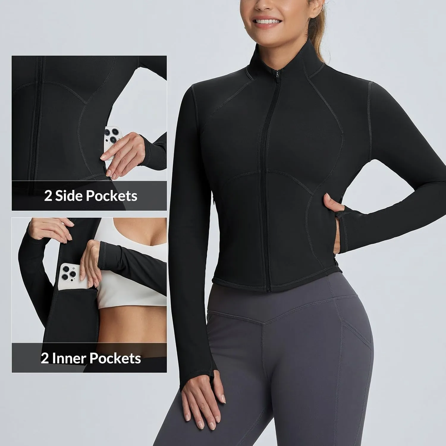 baleaf Women's Fleece Jacket for Running Zip Up Jackets Cold Weather Gear Workout Bbl Tights Yoga
