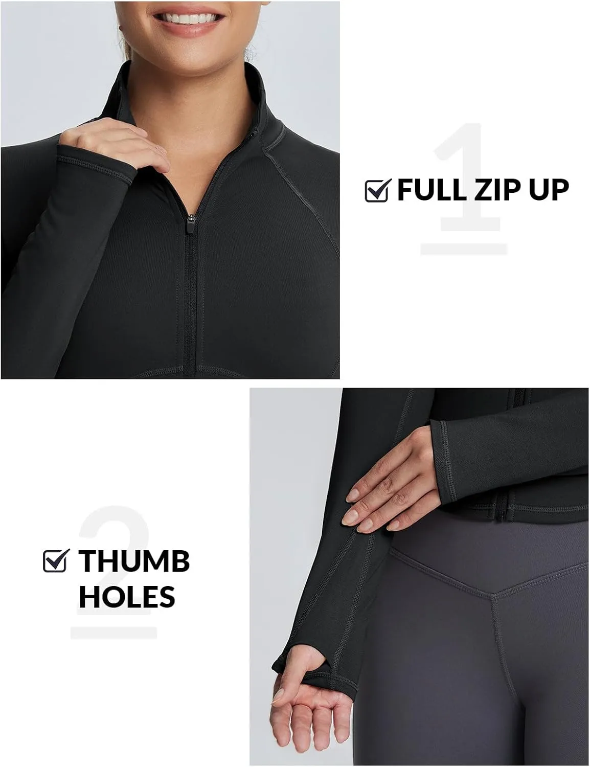 baleaf Women's Fleece Jacket for Running Zip Up Jackets Cold Weather Gear Workout Bbl Tights Yoga