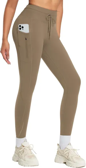 baleaf Women's Fleece Lined Leggings High Waisted Water Resistant Winter Warm Running Thermal Pants Zipper Pocket