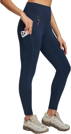 baleaf Women's High Waist Leggings with Pocket Hiking Pants Tummy Control 3 Pocket for Athletic Outdoor Running