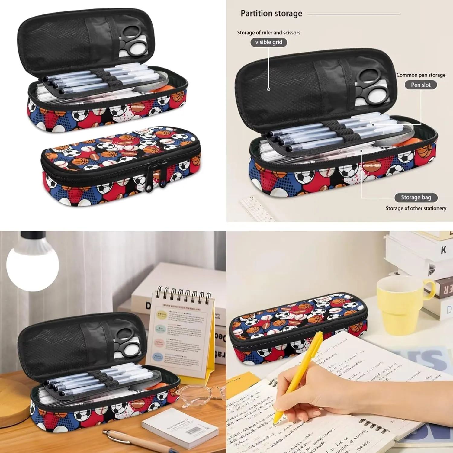Ball Backpack for Kids, Boys Girls Young Student Bookpack with Lunch Box Pencil Case Kindergarten School Bookbag for Son Daughter Gift