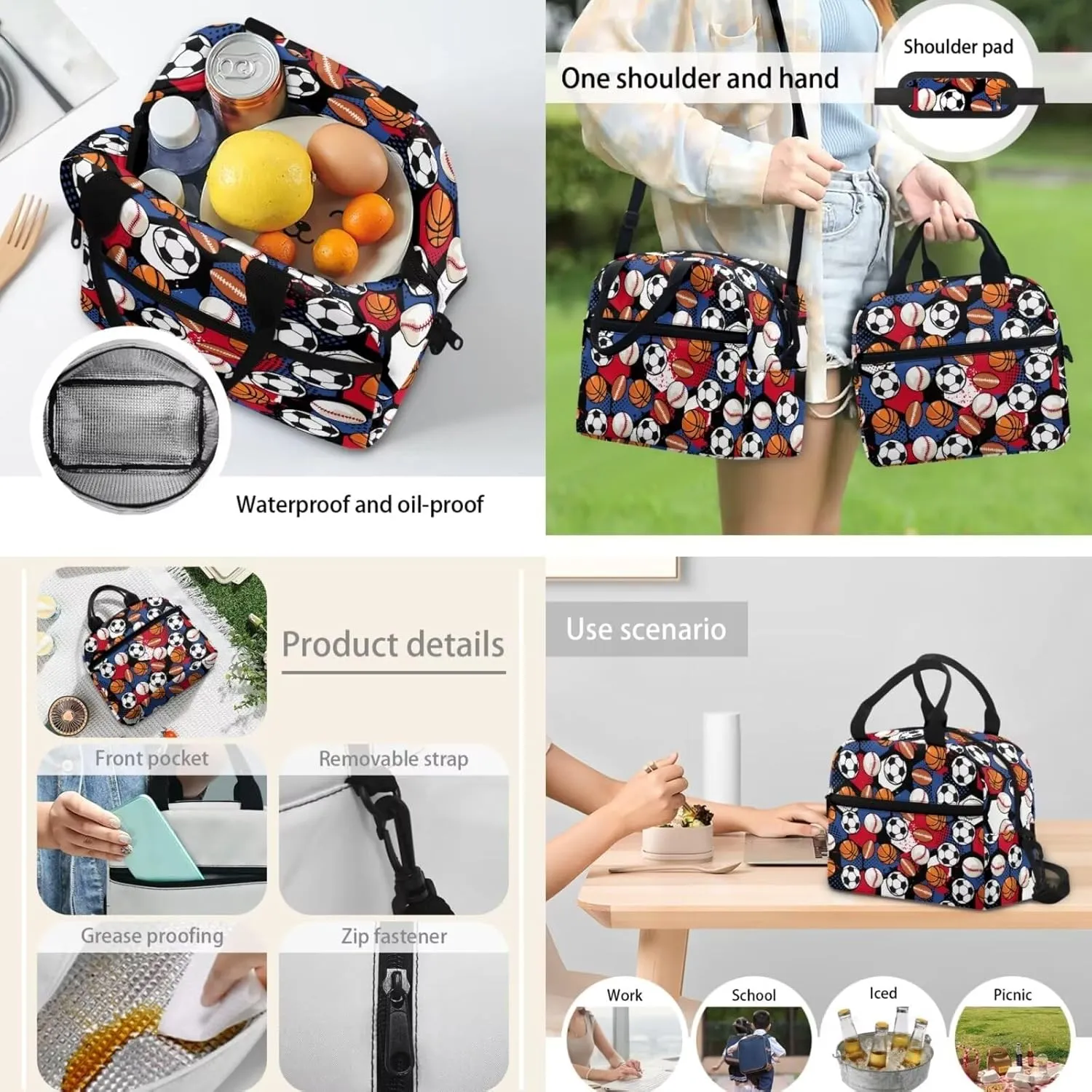 Ball Backpack for Kids, Boys Girls Young Student Bookpack with Lunch Box Pencil Case Kindergarten School Bookbag for Son Daughter Gift