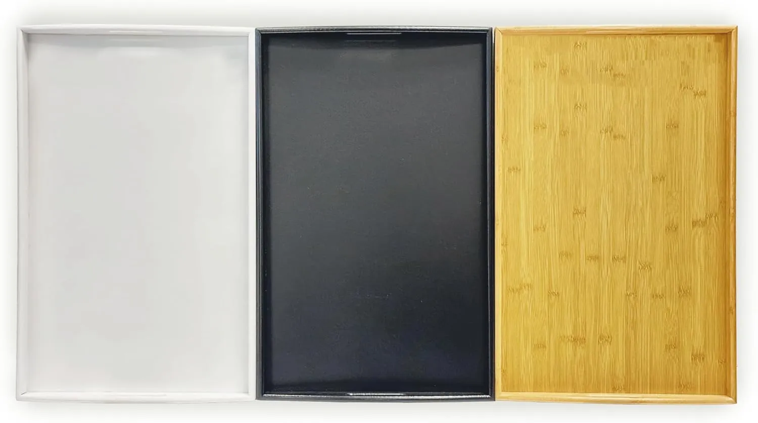 Bam & Boo Black Bamboo Serving Tray Extra Large with Handles for Food, Drinks, Storage, Decor, Vanity, Breakfast, Parties, Weddings, Picnics(23.6” x 15” x 2.35”, Black)