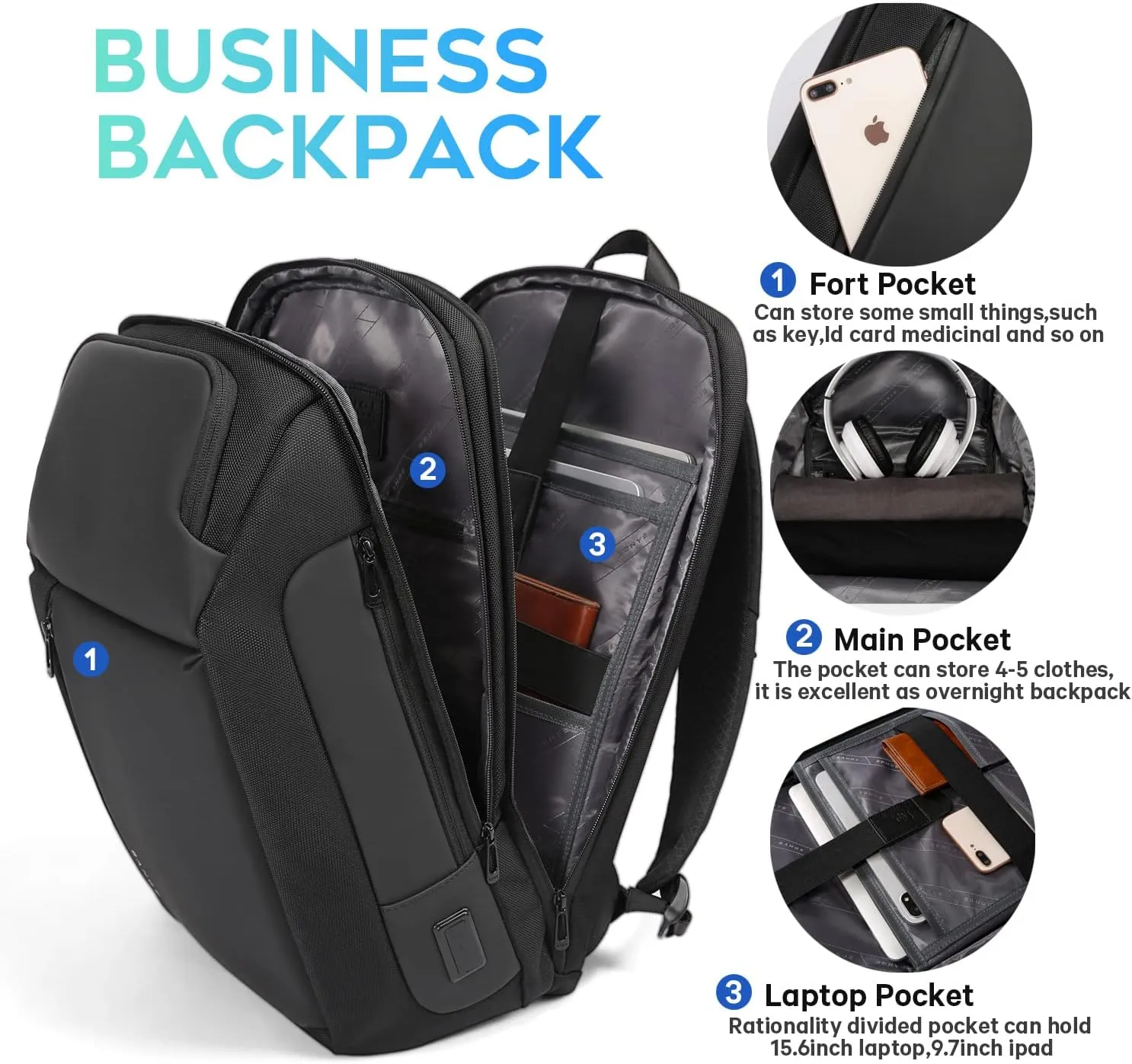 BANGE Travel Backpacks, Overnight Laptop Carry-On Backpack for Airplanes, Waterproof 15.6 inch Laptop Backpack for Men and Women