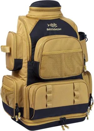 BASSDASH Fishing Tackle Backpack Water Resistant Tactical Bag Soft Tackle Box with Rod Holder and Protective Rain Cover