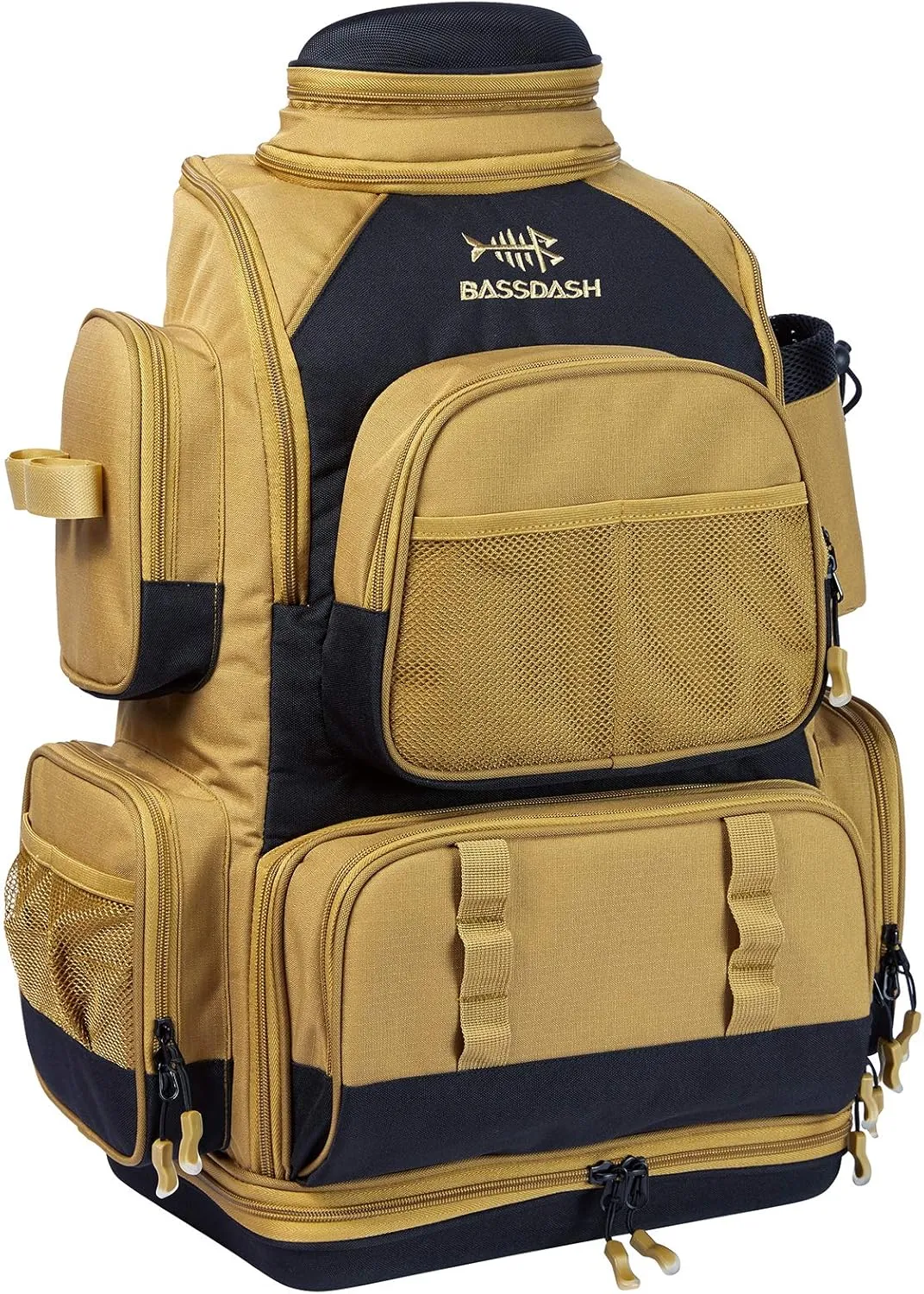 BASSDASH Fishing Tackle Backpack Water Resistant Tactical Bag Soft Tackle Box with Rod Holder and Protective Rain Cover