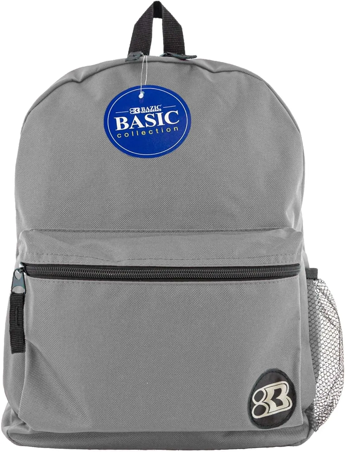BAZIC School Backpack 16" Gray, Lightweight School Bag Padded Back & Adjustable Strap for Students, Travel Bag Fit A4 Notebook, 12-Pack
