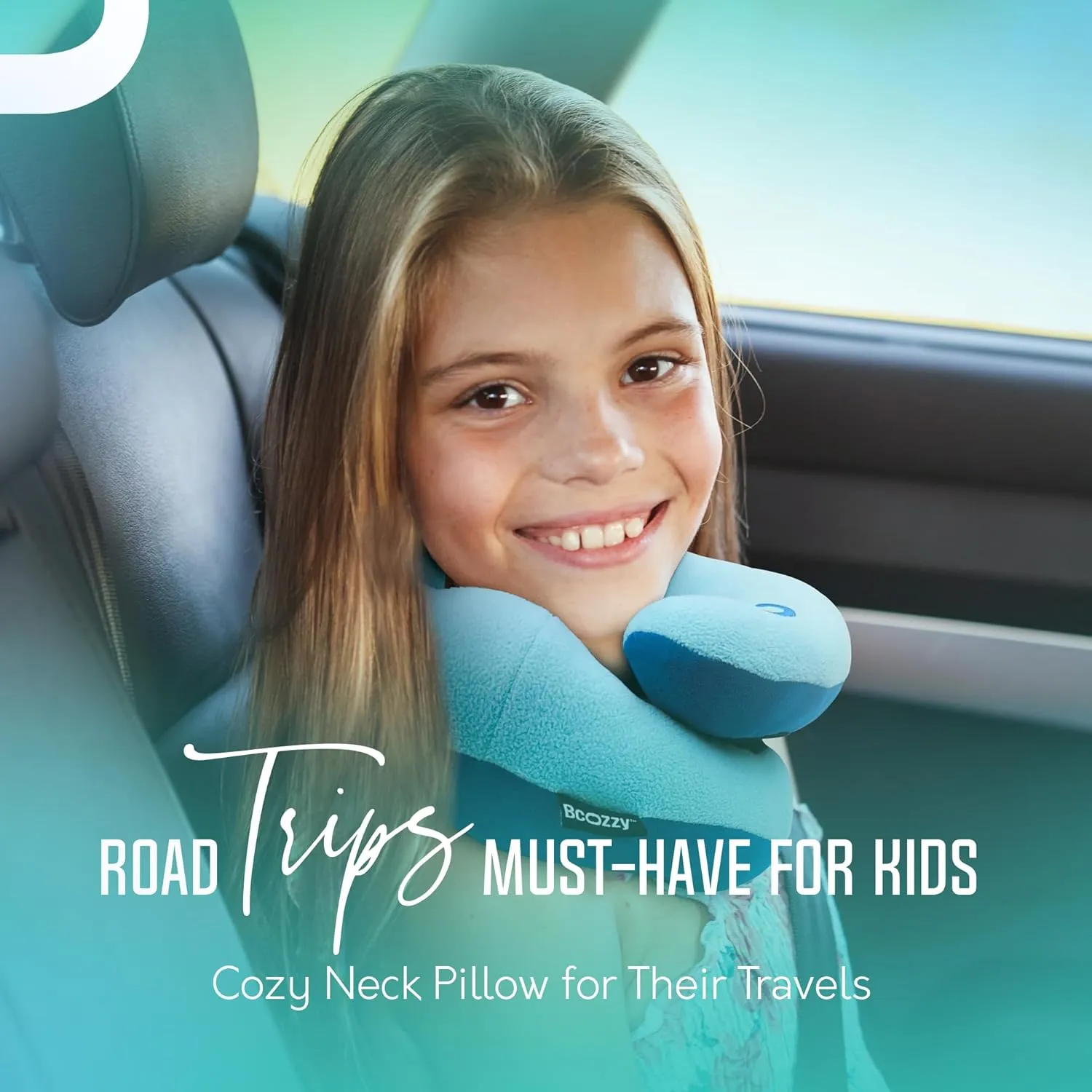 BCOZZY Kids Travel Neck Pillow (8-12 Y/O)– Patented Soft Child Pillow for Head & Chin Support in Car, Airplane, and Road Trip Sleeping. Adjustable Size. Carry Bag. Fully Washable. Medium, Light Purple