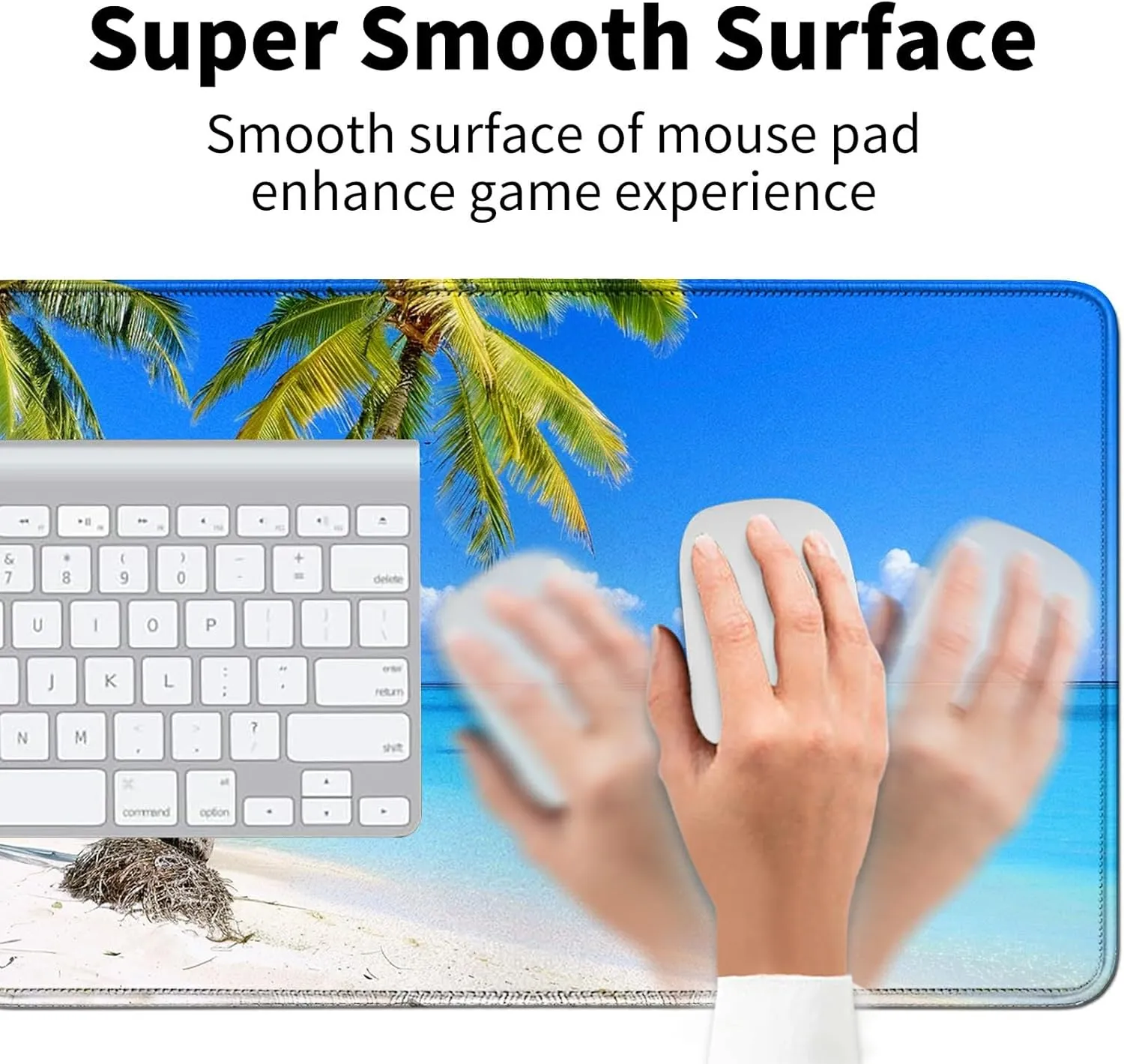 Beach with Palm Trees Card Mat for MTG & TCG Playmat Mouse Pad,23.6" x 13.8" Game Mat Trading Card Game Playmats Table Mat Perfect for Card Games Video Games Computer Office