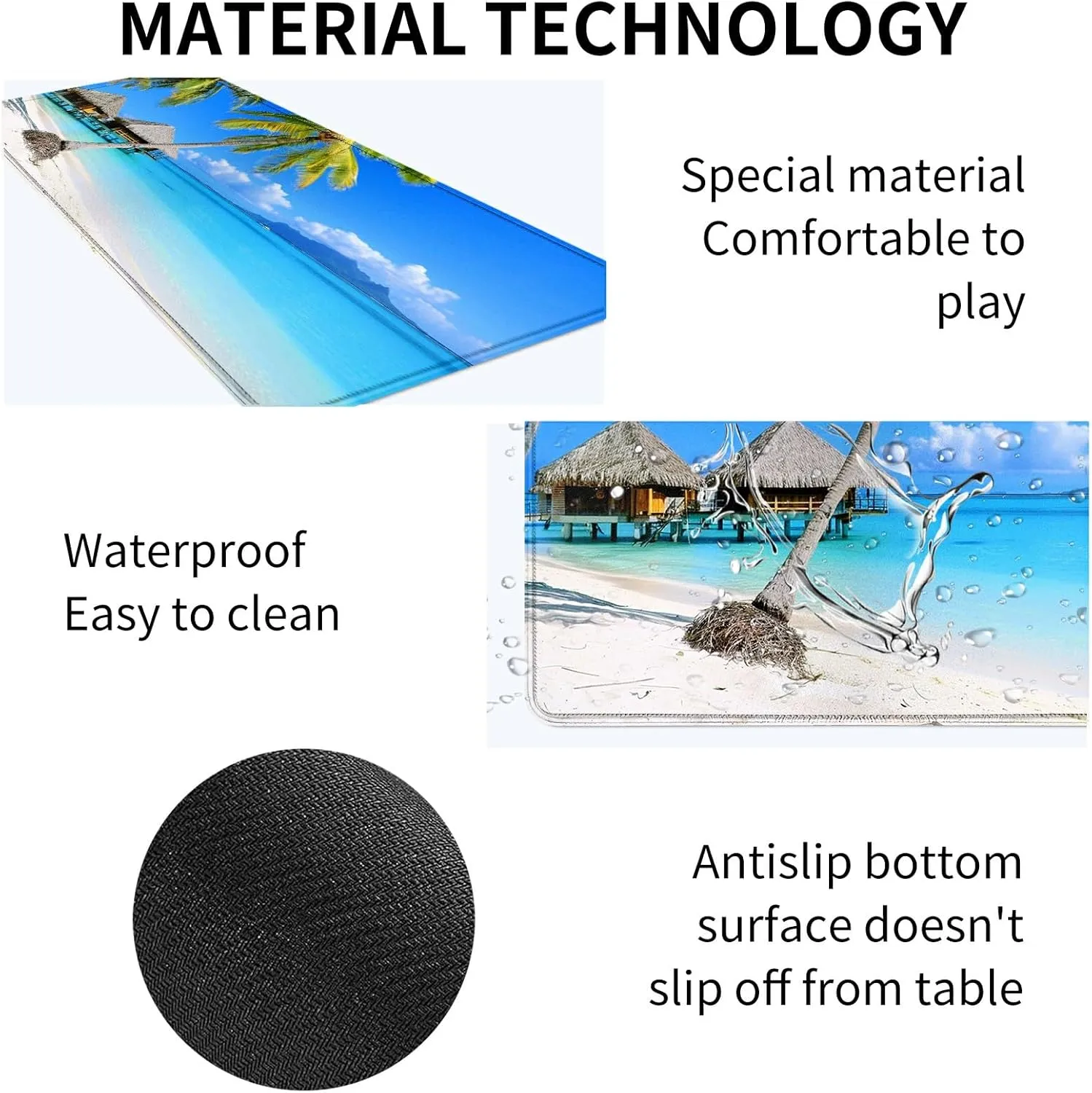 Beach with Palm Trees Card Mat for MTG & TCG Playmat Mouse Pad,23.6" x 13.8" Game Mat Trading Card Game Playmats Table Mat Perfect for Card Games Video Games Computer Office