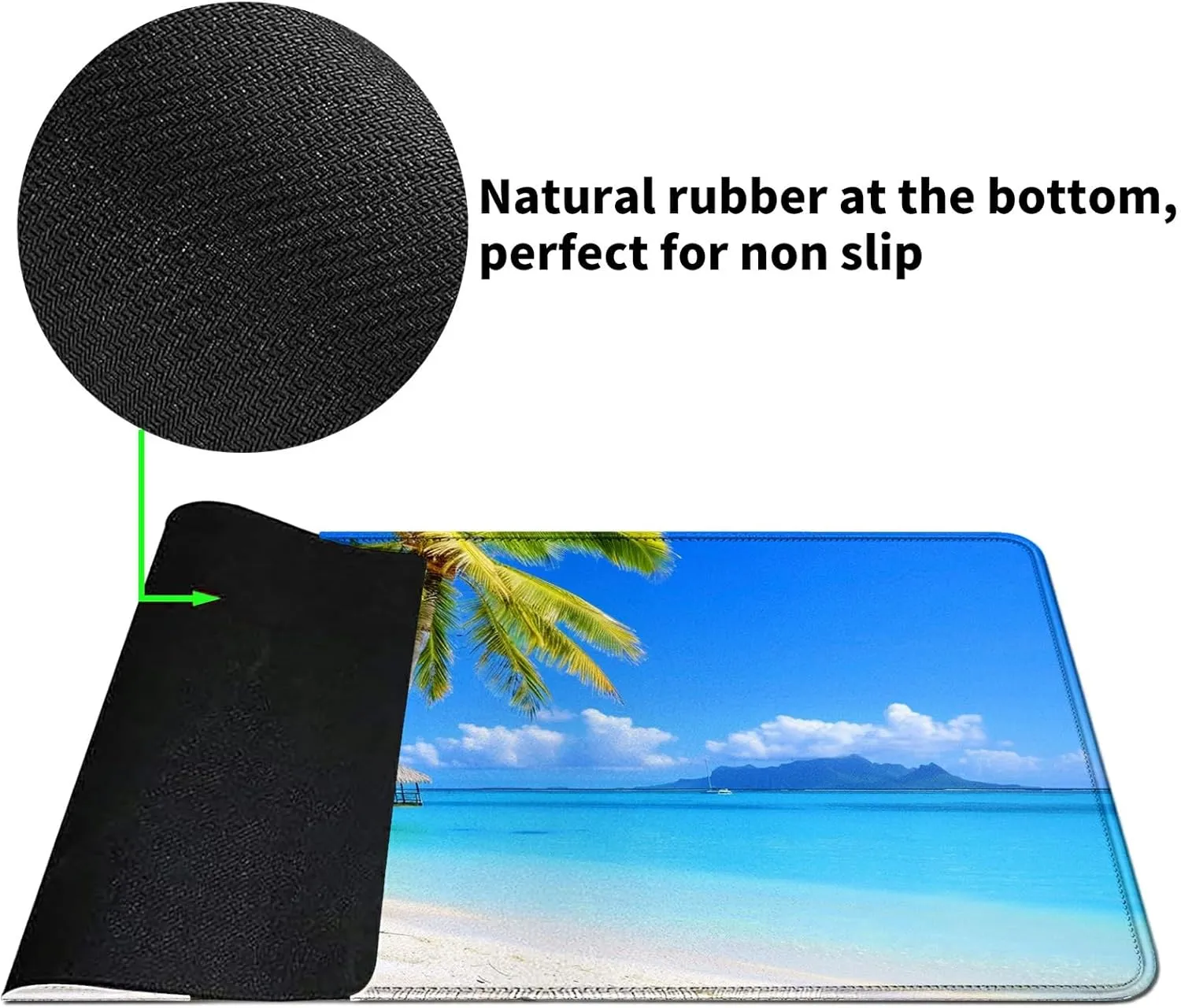Beach with Palm Trees Card Mat for MTG & TCG Playmat Mouse Pad,23.6" x 13.8" Game Mat Trading Card Game Playmats Table Mat Perfect for Card Games Video Games Computer Office