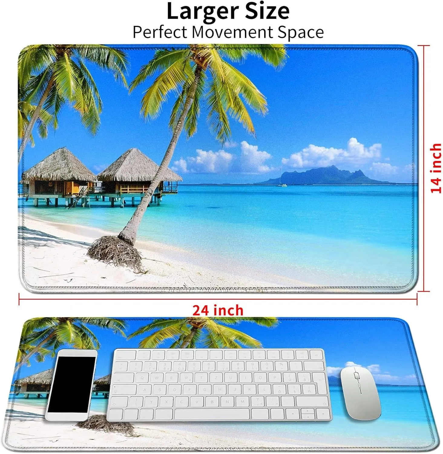 Beach with Palm Trees Card Mat for MTG & TCG Playmat Mouse Pad,23.6" x 13.8" Game Mat Trading Card Game Playmats Table Mat Perfect for Card Games Video Games Computer Office