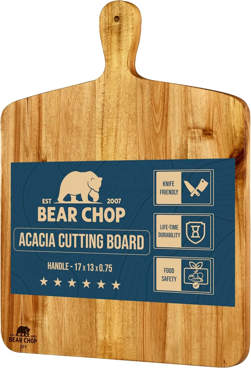 Bearchop Acacia Wood Cutting Boards with Handle,[17" x 13" x 0.75"] Large Wooden Charcuterie Board with for Serving Food, Decorative Wooden Serving Board for kitchen, Cheese Board for Display