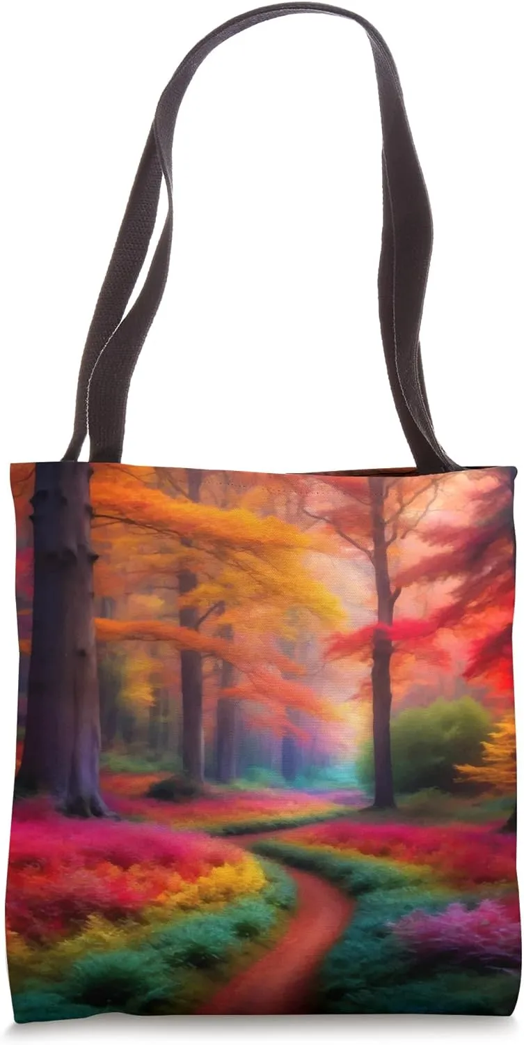 Beautiful Misty Forest Morning Landscape Scenic Design Tote Bag