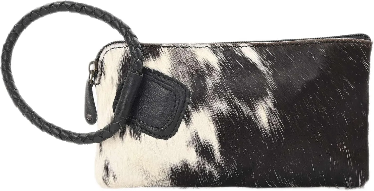 Beauty Clutch - Elegant Handcrafted Cowhide Hairon and Leather Clutch with Comfortable Handles