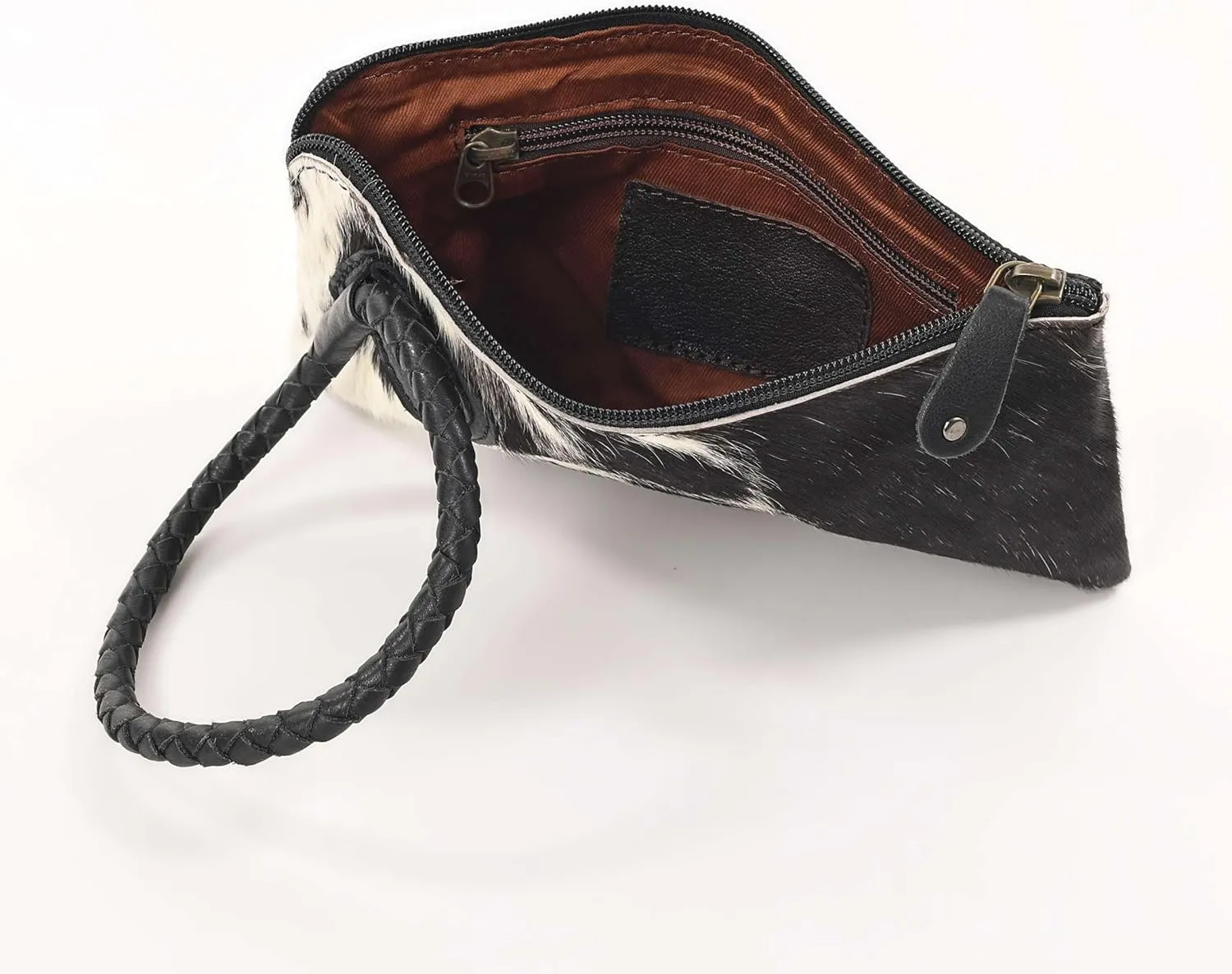 Beauty Clutch - Elegant Handcrafted Cowhide Hairon and Leather Clutch with Comfortable Handles