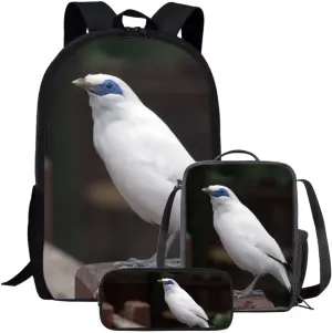 Beauty Collector Bali Myna Backpack Set for Girls Kids, Animal School Bag Lunch Bag and Pencil Case for Boys