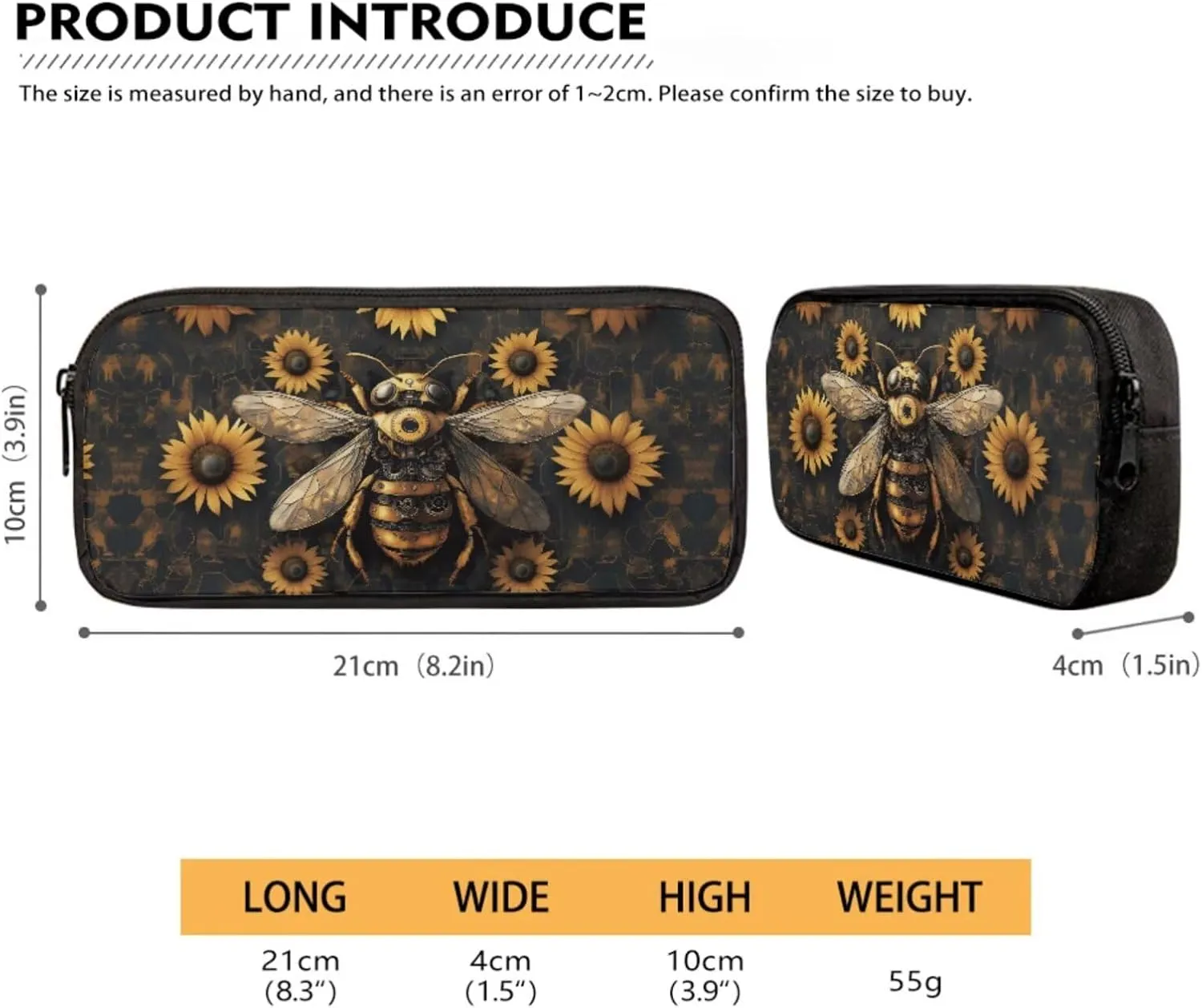Bee Sunflower Printed Backpacks for School Boys, Large Capacity Bookbag with Lunch Box Water Bottle Sleeve Pencil Case 4 In 1 Elementary School Bag Set, Back to School Daycare Bags Satchel
