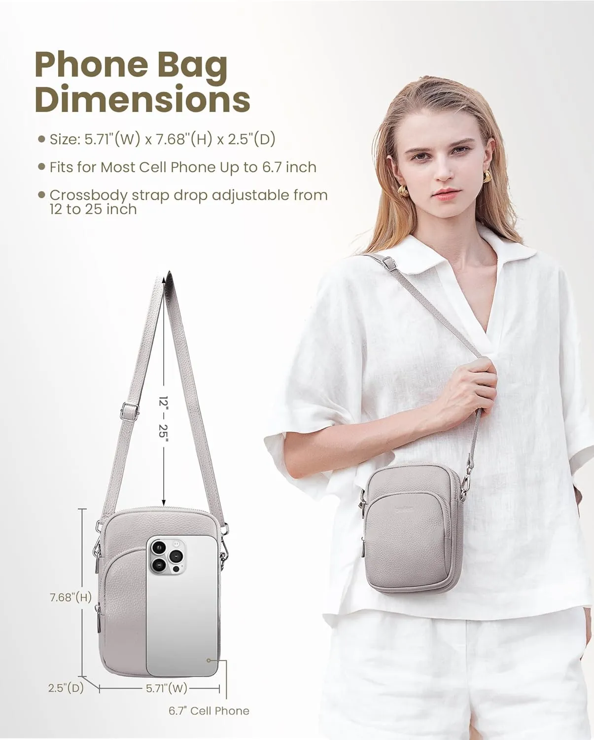 befen Small Genuine Leather Crossbody Bag for Women Trendy Crossbody Purses with RFID Blocking Card Slots
