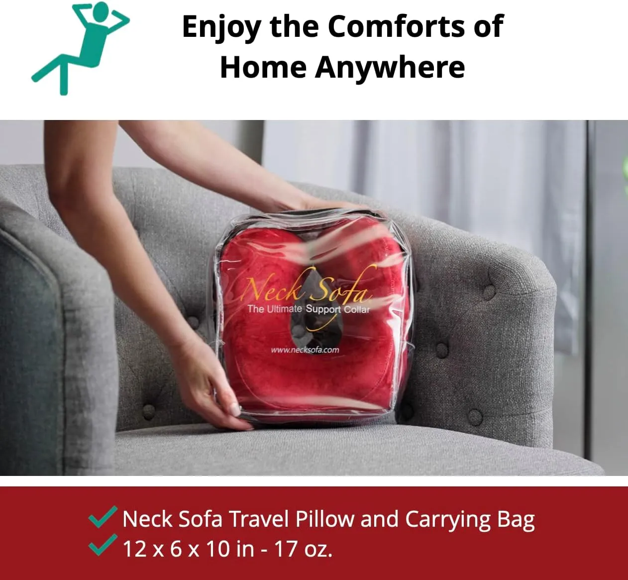 Best Supportive Chiropractor Recommended Neck Pillow, Pain Relief, Memory Foam, Lumbar Support Pillow, Burgundy