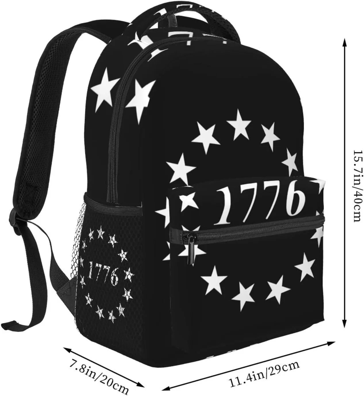 Betsy Ross American Flag 1776 Backpack Casual Laptop Backpack Double Shoulder Bag Lightweight Backpack For Women Men Travel