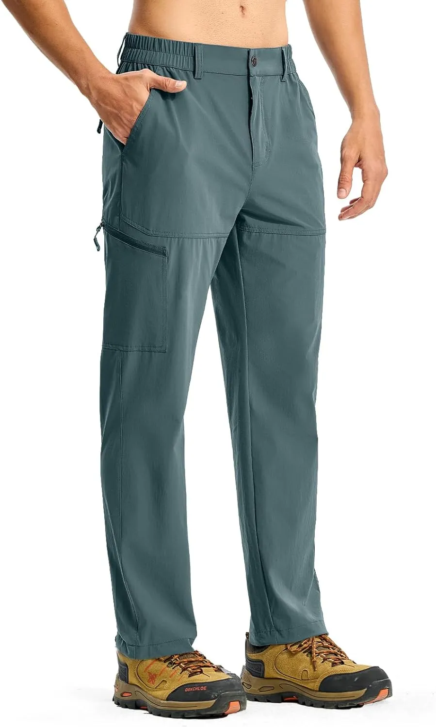 BGOWATU Men's Lightweight Hiking Travel Pants Quick Dry Water Resistant Athletic Joggers Zipper Pockets Cargo Workout Casual