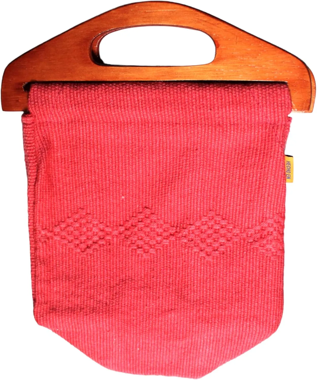 BIEMWORLD Pink Mexican craft wooden handle bag, 100% cotton and wood, exotic and rare hand-bag so confortable and big enough tocarry all your stuff…