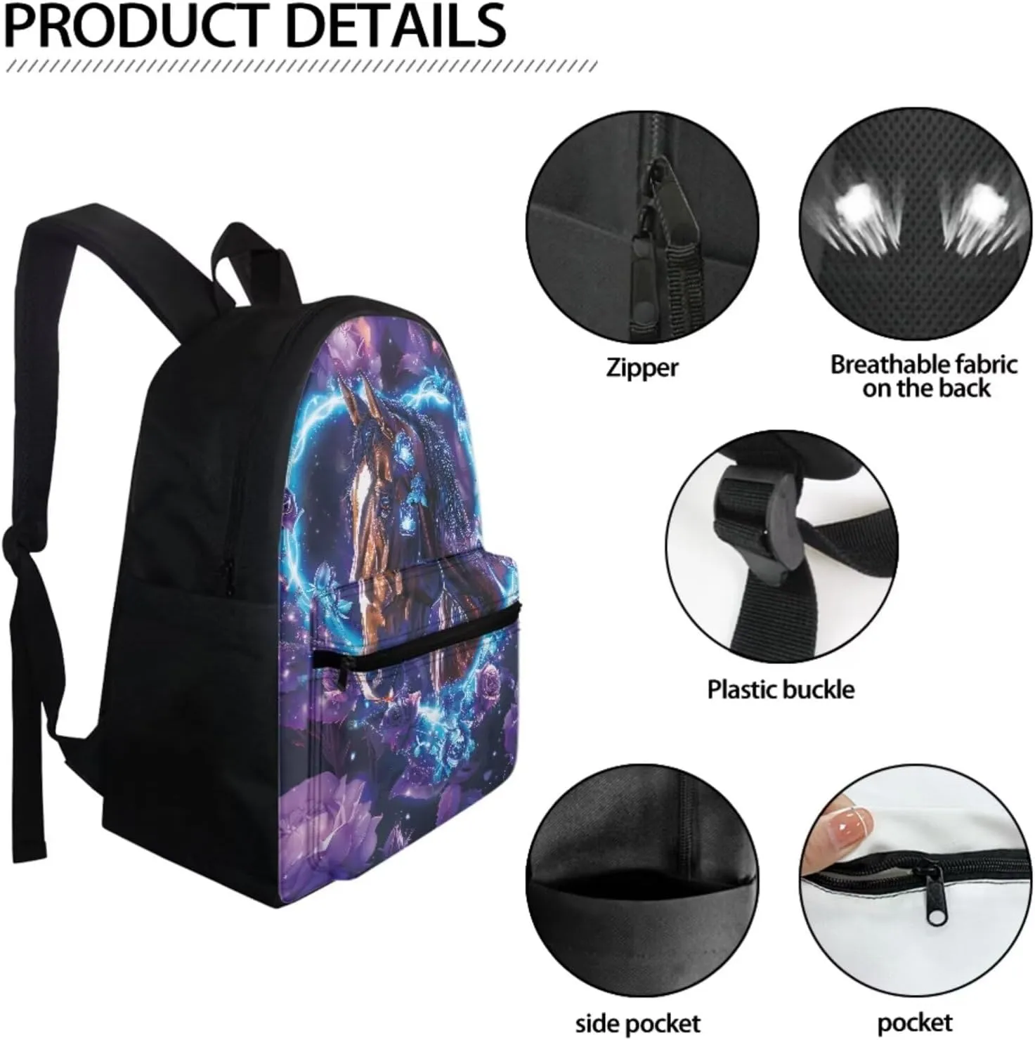 BIGCARJOB Children School Bags Set Animal Wolf Butterfly Backpack for School Kids Toddle,3 Pcs Animal Wolf Print School Bookbags with Lunch Box Pencil Bags for Kindergarten Elementary School Daypack