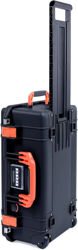 Black & Orange Pelican 1535 Air case. Comes empty with wheels.