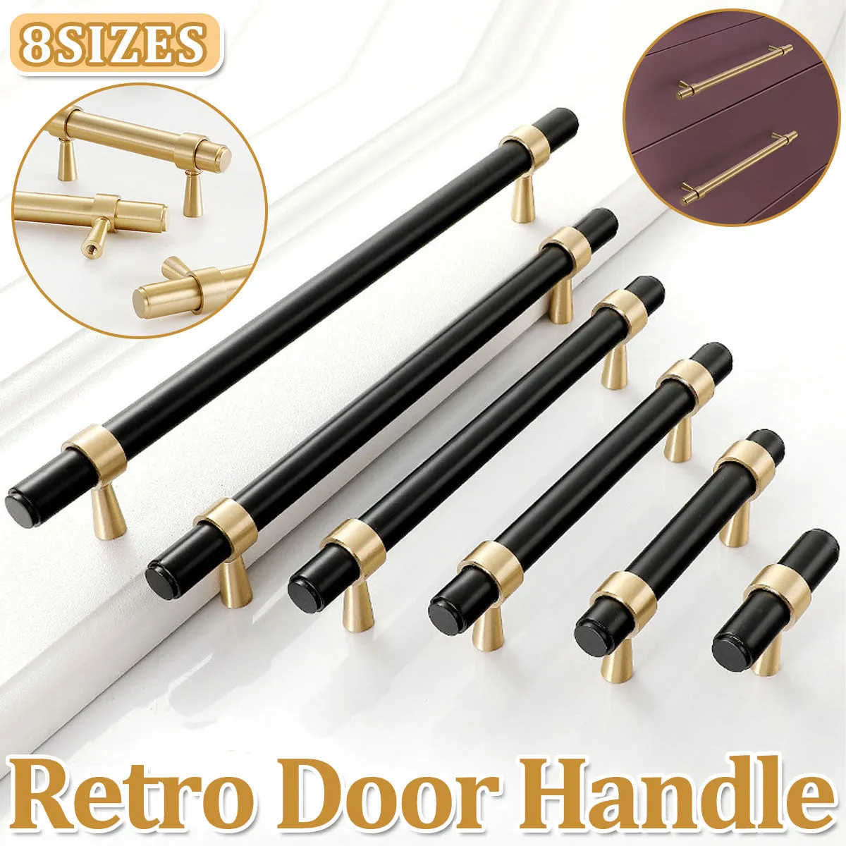 Black and Brass Copper Cabinet Handles | Modern Drawer Pulls Copper