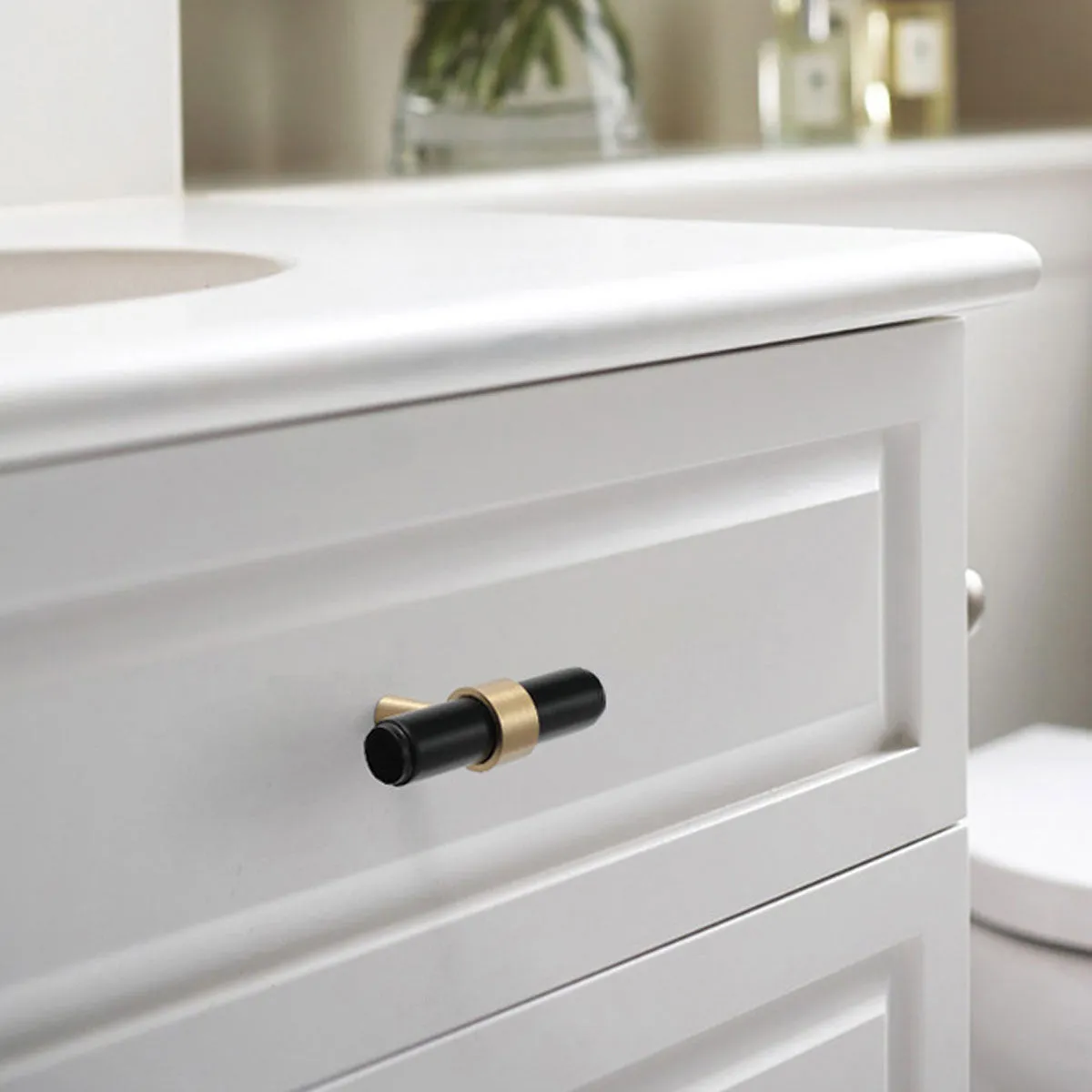 Black and Brass Copper Cabinet Handles | Modern Drawer Pulls Copper