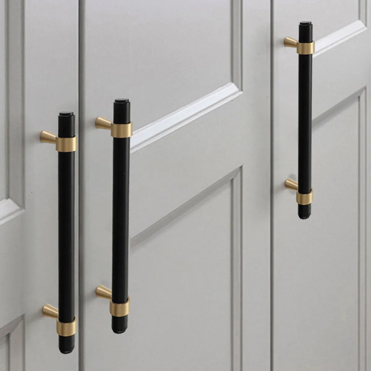 Black and Brass Copper Cabinet Handles | Modern Drawer Pulls Copper