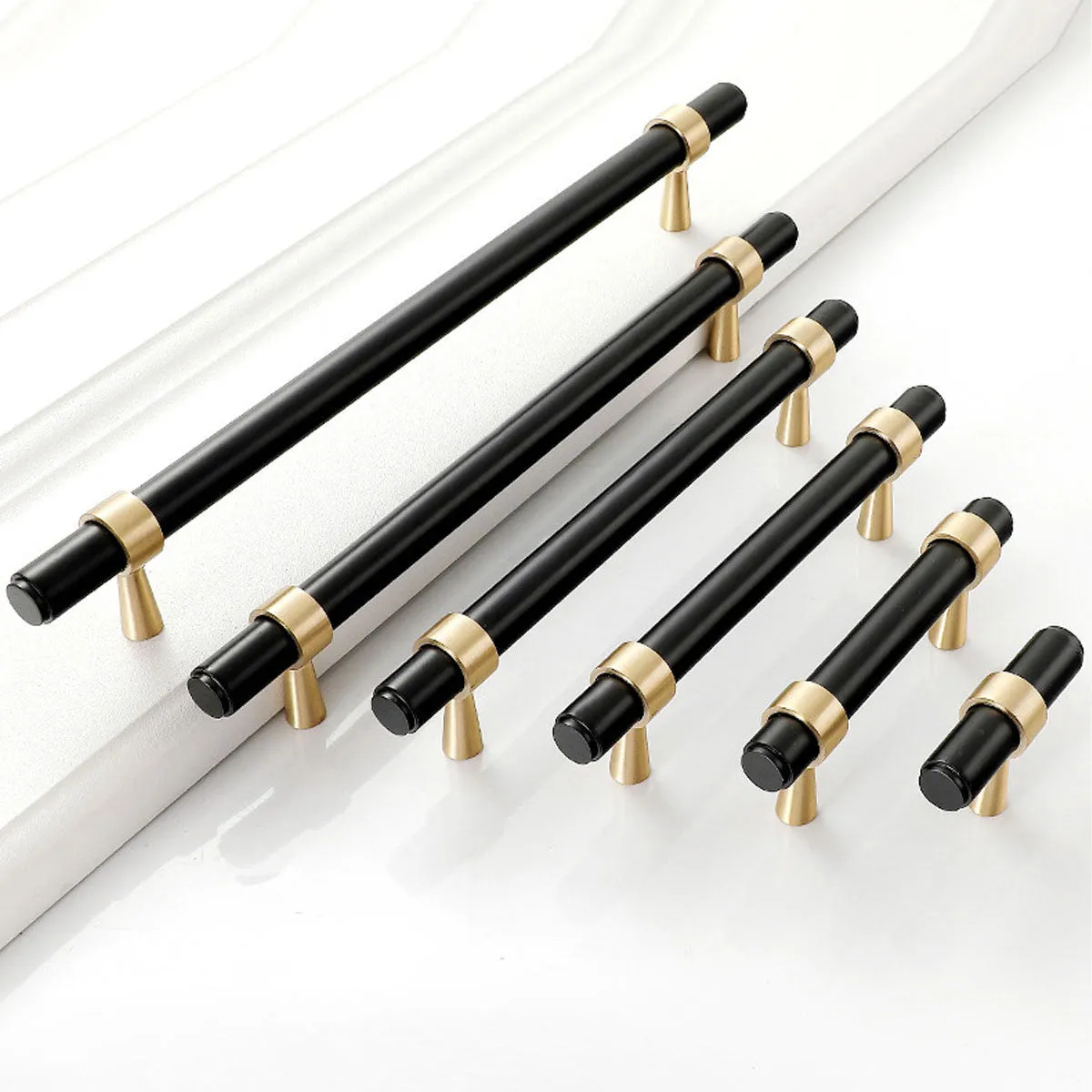 Black and Brass Copper Cabinet Handles | Modern Drawer Pulls Copper