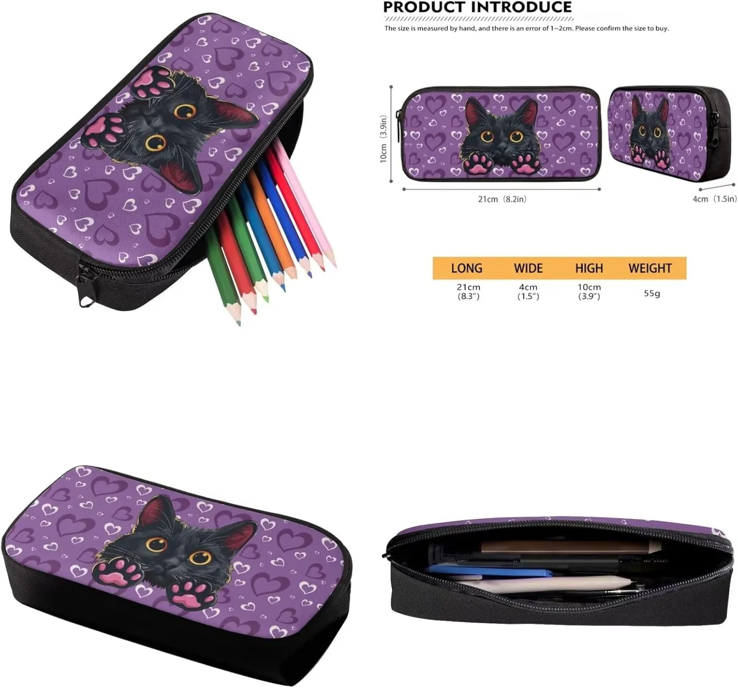 Black Cat Backpack for Boys With Lunch Bag 17Inch Bookbags Lunch Bag Sets School Backpack for Teens Lightweight for Daily Use,Day-Trips,Traveling,Hiking,School,Camping