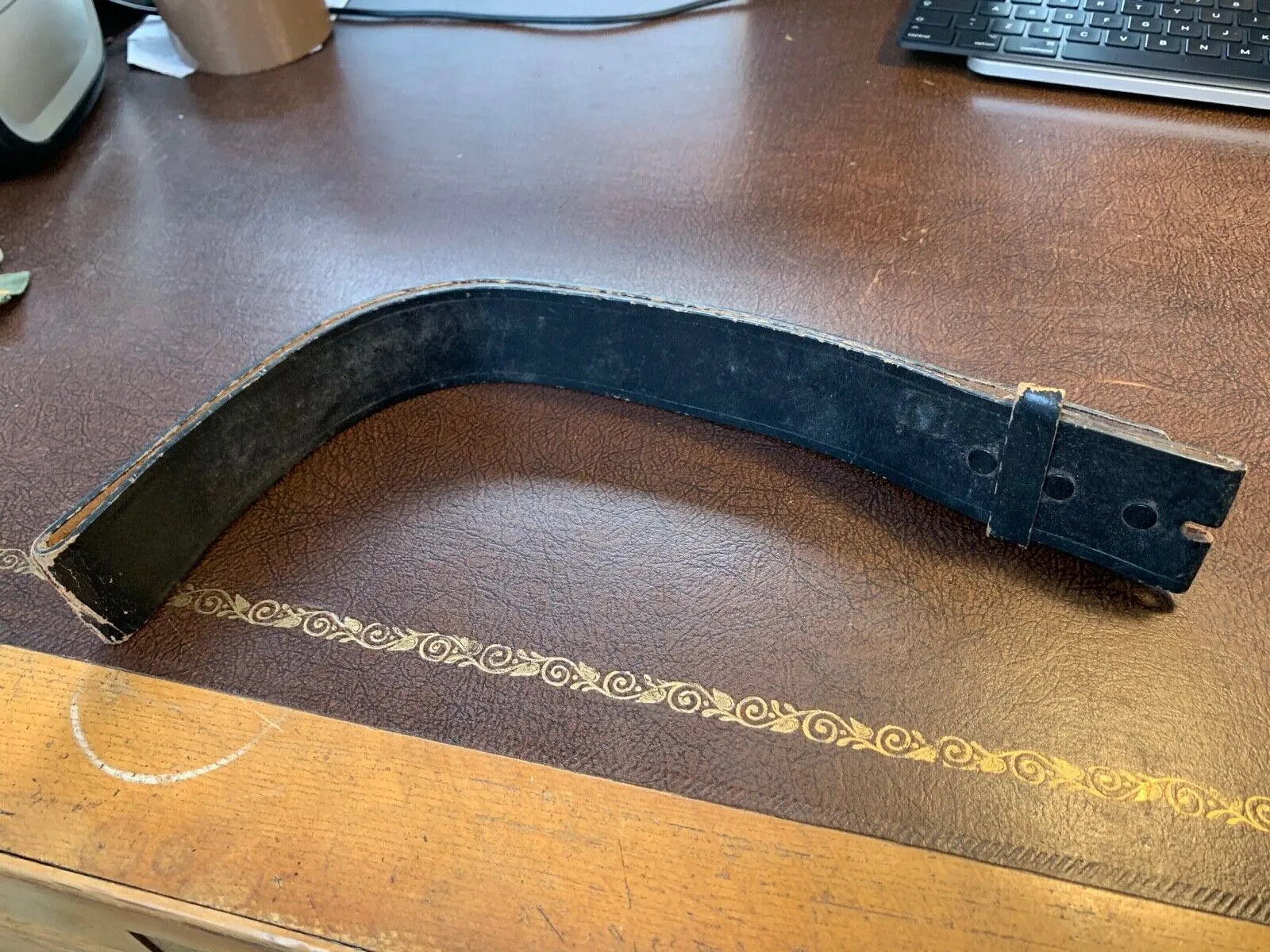 Black Leather Pistol Belt - 28 Inch Max - B68