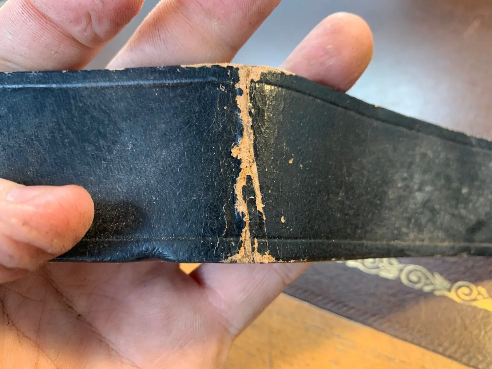 Black Leather Pistol Belt - 28 Inch Max - B68