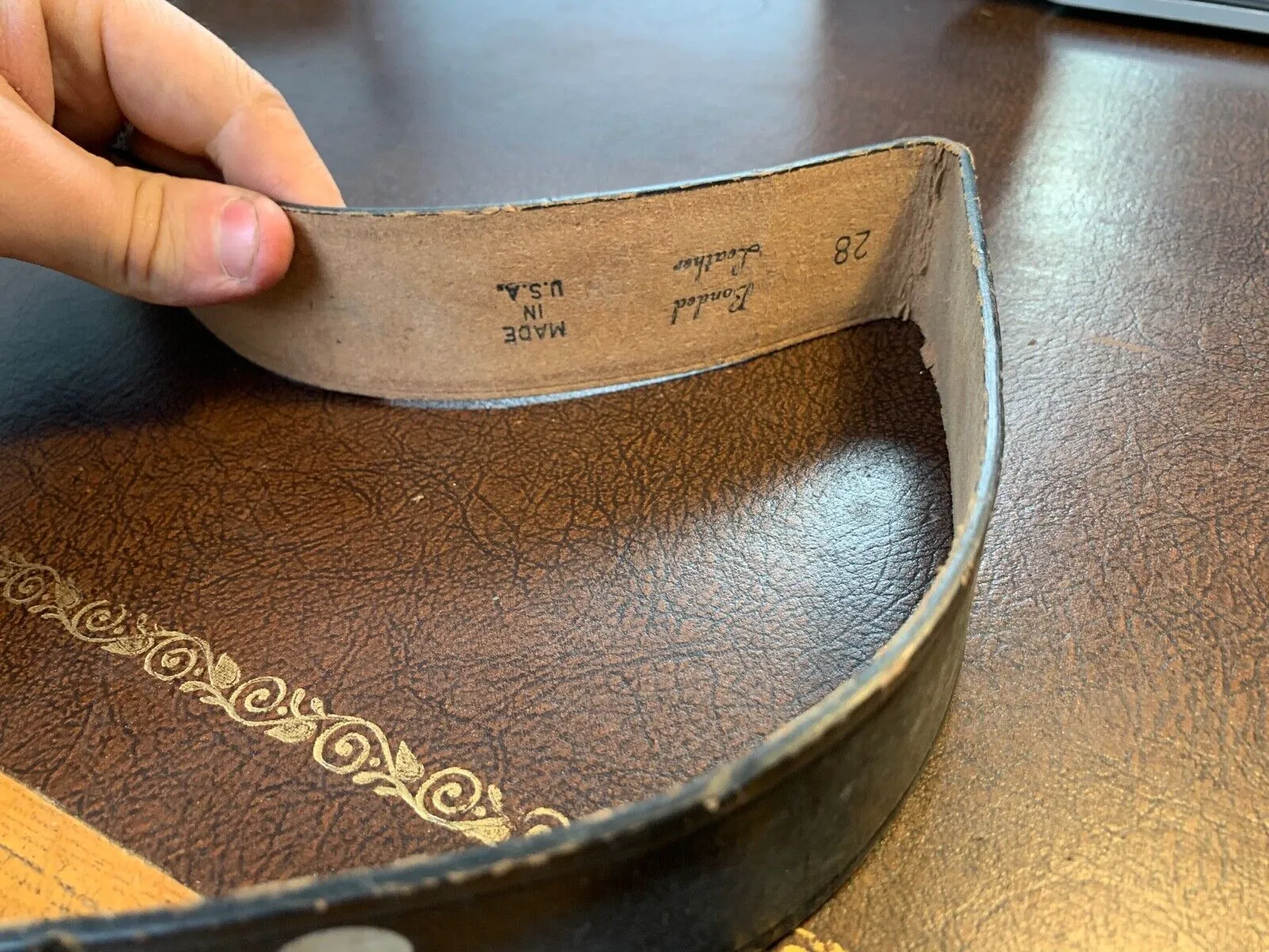 Black Leather Pistol Belt - 28 Inch Max - B68