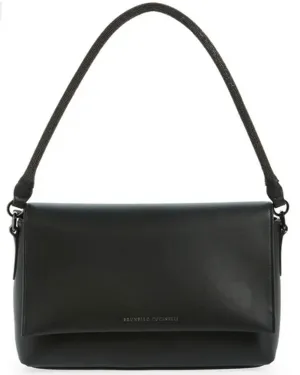 Black Nappa Leather Monili Top Handle Bag