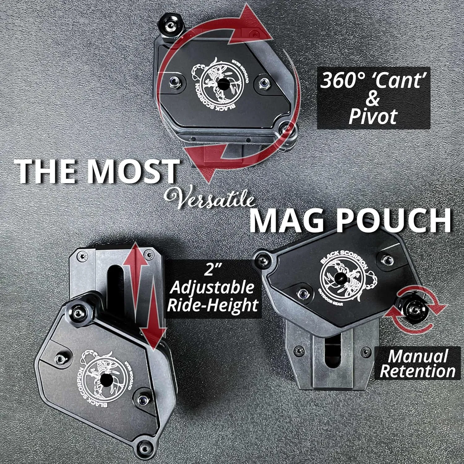 Black Scorpion Gear Competition Rig | 1 Heavy Duty Belt, 1 OWB Kydex Pro Holster | 4 Single/Double Stack Ambidextrous Magazine Pouches IPSC, USPSA, 3-Gun Approved
