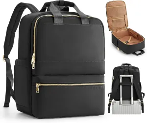 Black Travel Backpack - Carry On Flight Approved Large Bag for Women, Personal Item, Laptop, Teacher, Work - Airplane Travel