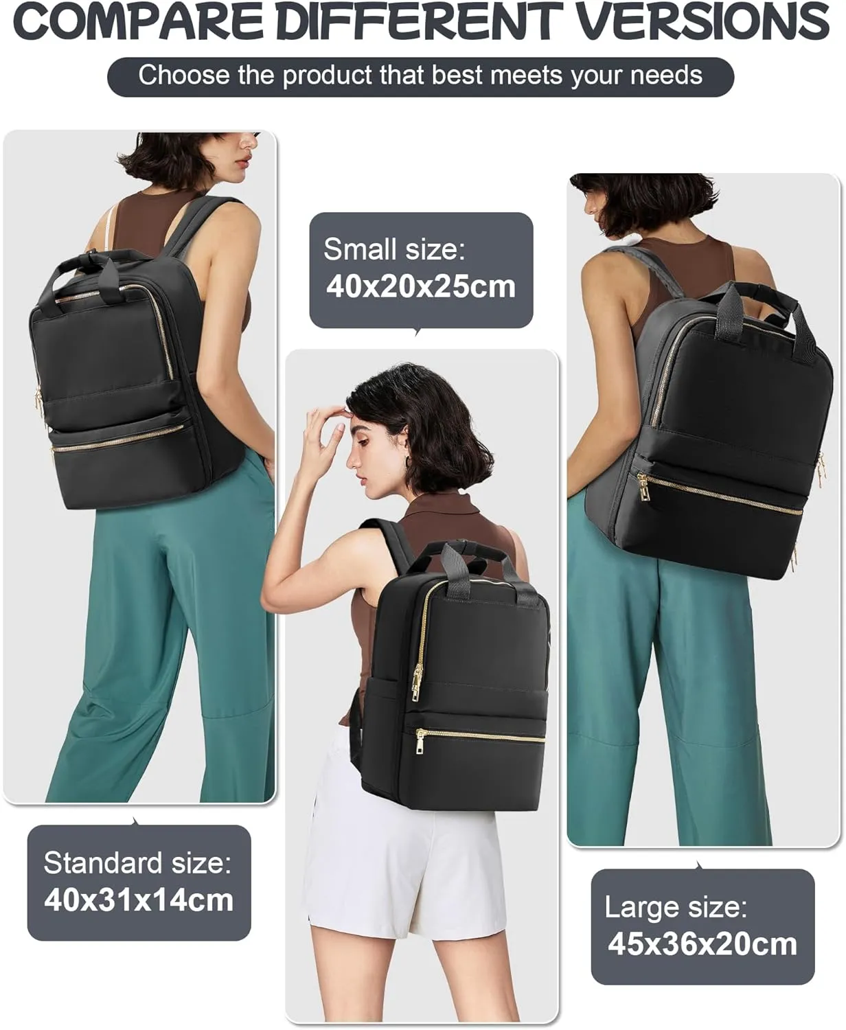 Black Travel Backpack - Carry On Flight Approved Large Bag for Women, Personal Item, Laptop, Teacher, Work - Airplane Travel