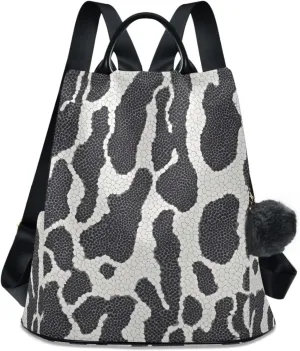 Black White Reptile Snake Print Backpack for Women Anti Theft Large Fashion Travel Shoulder Bag Purse Rucksack Lightweight