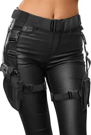 Black Widow Costume Accessories, Lara Croft Holster Belt Outfit,Tomb Rider Leg Holster Strap, Swat Cop Accessories For Women