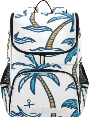 Blue Coconut Palm Spear School Backpack for Boys Girls, Elementary School Bookbag Travel Bag Daypack for Students