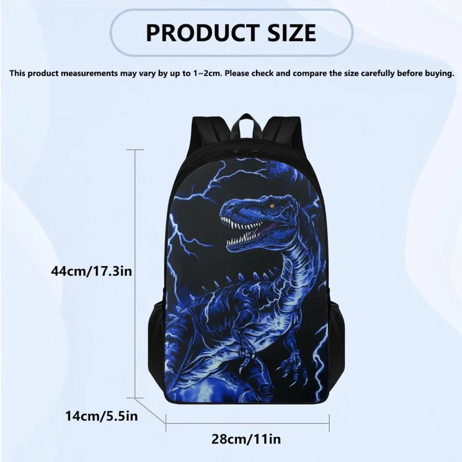 Blue Dinosaur Bookbag and Lunch Box Set for Boys Cool Pickup Graphic Backpack Set 4Pcs with Insulated Water Bottle and Water Bottle Sleeve for Primary Middle School Rucksack Daypack