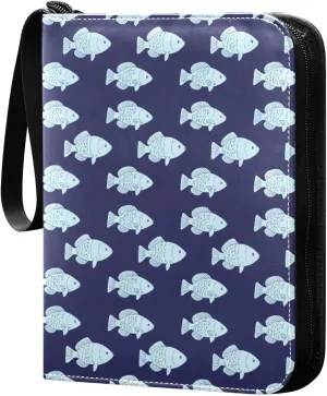 Blue Fish Deep Card Binder 4-Pocket, 400 Pockets PU Waterproof Zippered Collector Card Album with 50 Removable Sleeves for Trading, Game Cards