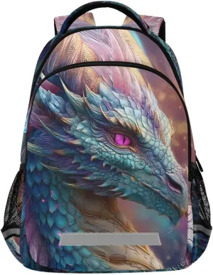 Blue Green Colorful Dragon Backpack for Boys Girls Elementary School Bag Kids Travel Bags Casual Rucksack Laptop Bookbag